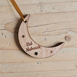 'Eid Mubarak' Moon Hanging Decoration and Card 'Eid Mubarak' Moon Hanging Decoration and Card