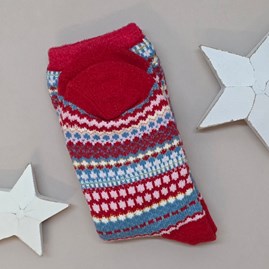 Fair Isle Cabin Socks in Red Fair Isle Cabin Socks in Red