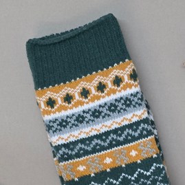 Fair Isle Socks in Green and Mustard Yellow