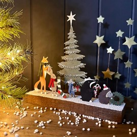 Festive Animal Procession Christmas Decoration on Block Festive Animal Procession Christmas Decoration on Block