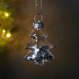 Filled Glass Christmas Tree Hanging Decoration