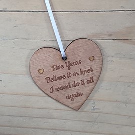 Five Years...Believe It Or Not' Hanging Heart and Card Five Years...Believe It Or Not' Hanging Heart and Card