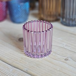 Flute Glass Pink Tea Light Holder