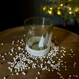 Frosted White Trees Glass Tea Light Holder Frosted White Trees Glass Tea Light Holder
