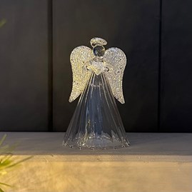 Glass Angel With Silvery Wings Christmas Decoration Glass Angel With Silvery Wings Christmas Decoration