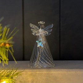 Glass Angel With Star Hanging Christmas Decoration