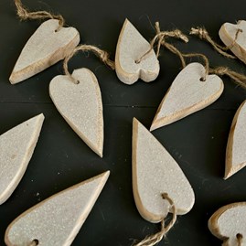 Glittered Wooden Heart Hanging Decoration Glittered Wooden Heart Hanging Decoration