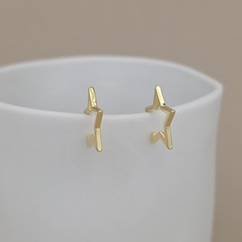 Gold-Plated Open Star Stud Earrings