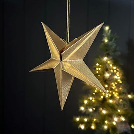 Gold Paper 5-Point Star Hanging Christmas Decoration