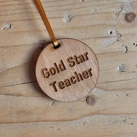 'Gold Star Teacher' Wooden Medal and Card 'Gold Star Teacher' Wooden Medal and Card