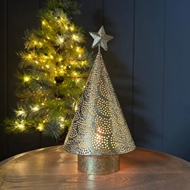 Golden Cone Tree Tea Light Holder