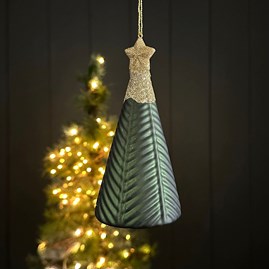 Green Glass Glitter Christmas Tree Hanging Decoration Green Glass Glitter Christmas Tree Hanging Decoration