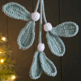 Green Knitted Mistletoe Hanging Decoration
