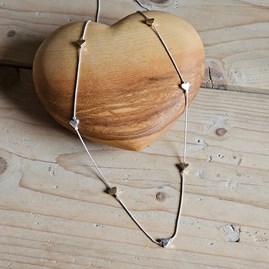 Heart Charms Slider Necklace in Silver and Gold