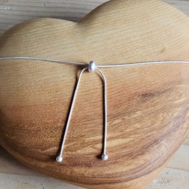 Heart Charms Slider Necklace in Silver and Gold