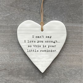 'I Can't Say...' Hanging Ceramic Heart Decoration 'I Can't Say...' Hanging Ceramic Heart Decoration