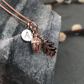 Personalised Sterling Silver Acorn And Leaf Pendant Personalised Sterling Silver Acorn And Leaf Pendant
