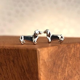 Solid Silver Origami Dachshund Earrings Solid Silver Origami Dachshund Earrings