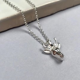 Personalised Solid Silver Stag Necklace Personalised Solid Silver Stag Necklace