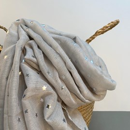 Silver Grey Scarf With Metallic Stars Silver Grey Scarf With Metallic Stars