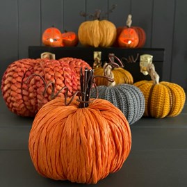 Velvet Orange Pumpkin Decoration