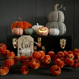 Orange Wool Pumpkin With Paper Stems Orange Wool Pumpkin With Paper Stems