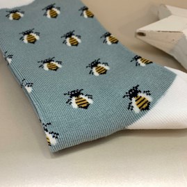 Bamboo Honey Bees Socks in Powder Blue Bamboo Honey Bees Socks in Powder Blue