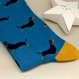 Men's Bamboo Little Sausage Dogs Socks in Teal Men's Bamboo Little Sausage Dogs Socks in Teal