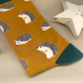 Men's Bamboo Hedgehog Socks in Mustard Men's Bamboo Hedgehog Socks in Mustard