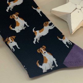 Men's Bamboo Jack Russell Socks in Black