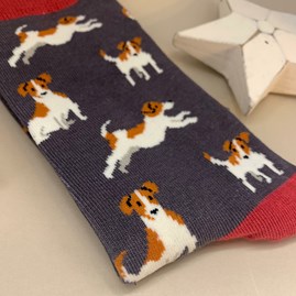 Men's Bamboo Jack Russell Socks in Grey Men's Bamboo Jack Russell Socks in Grey