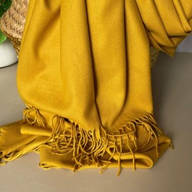 Super Soft Plain Pashmina Tassel Scarf in Mustard