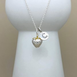 Personalised Strawberry Charm Sterling Silver Necklace Personalised Strawberry Charm Sterling Silver Necklace