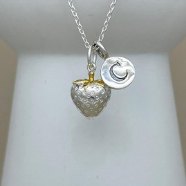 Personalised Strawberry Charm Sterling Silver Necklace Personalised Strawberry Charm Sterling Silver Necklace