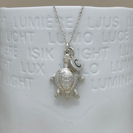Personalised Turtle Charm Sterling Silver Necklace Personalised Turtle Charm Sterling Silver Necklace