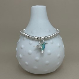 Personalised Hummingbird Charm Bead Bracelet Personalised Hummingbird Charm Bead Bracelet