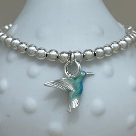 Personalised Hummingbird Charm Bead Bracelet Personalised Hummingbird Charm Bead Bracelet