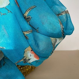 Watercolour Robins Print Scarf in Turquoise Watercolour Robins Print Scarf in Turquoise
