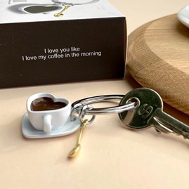 White Coffee Lover Keyring White Coffee Lover Keyring