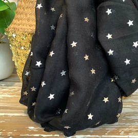 Black Scarf With Metallic Stars Black Scarf With Metallic Stars