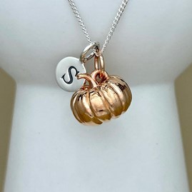Personalised Large Pumpkin Sterling Silver Necklace Personalised Large Pumpkin Sterling Silver Necklace
