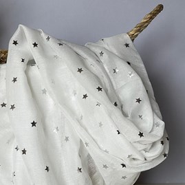 White Scarf With Metallic Stars White Scarf With Metallic Stars