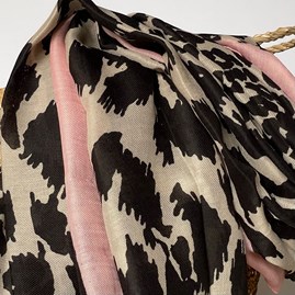 Leopard Print Scarf with Pink Border Leopard Print Scarf with Pink Border