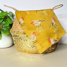 Watercolour Robins Print Scarf in Mustard Watercolour Robins Print Scarf in Mustard