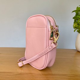 Cross Body Double Zip Bag in Pink