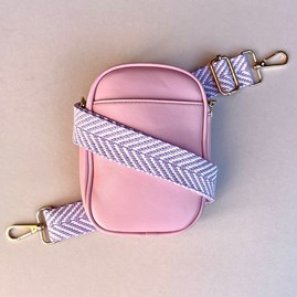 Cross Body Double Zip Bag in Pink