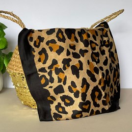 Leopard Print Black Border Scarf in Black and Brown Leopard Print Black Border Scarf in Black and Brown