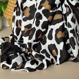 Leopard Print Black Border Scarf in Black and Beige Leopard Print Black Border Scarf in Black and Beige