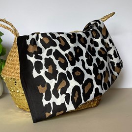 Leopard Print Black Border Scarf in Black and Beige Leopard Print Black Border Scarf in Black and Beige
