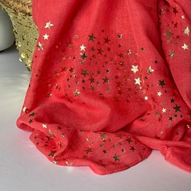 Rose Gold Galaxy Stars Scarf in Coral Rose Gold Galaxy Stars Scarf in Coral